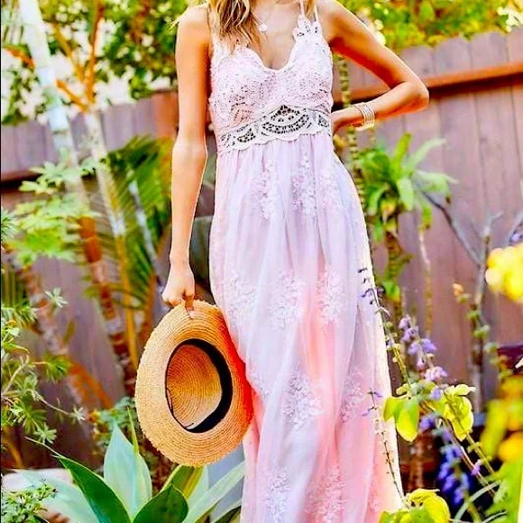 open lace back dress Blush Dainty Floral Dress – Ace of Grace Boutique main image 0